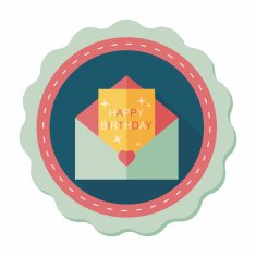 Happy birthday card flat icon with long shadow eps10 N34