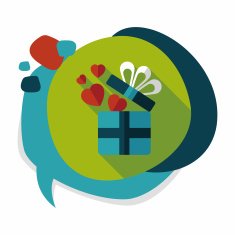 Valentine's Day present flat icon with long shadow eps10 N26