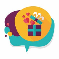 Valentine's Day present flat icon with long shadow eps10 N28