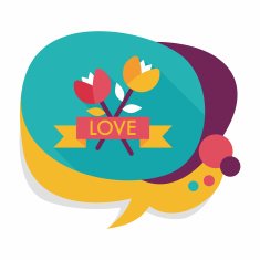 Valentine's Day flower flat icon with long shadow eps10 N22