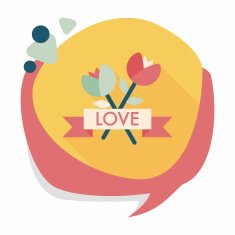 Valentine's Day flower flat icon with long shadow eps10 N23