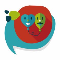 Valentine's Day ballons flat icon with long shadow eps10 N6
