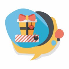 Valentine's Day present flat icon with long shadow eps10 N36
