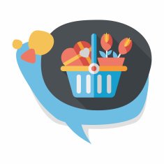 Valentine's Day present bucket flat icon with long shadow eps10 N7