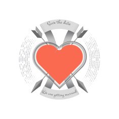 heart on the wedding label invitation card