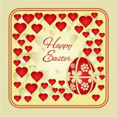 Easter frame eggs and hearts vector