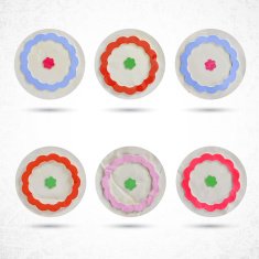Set of floral circle design elements evoke front view flower N6
