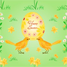 Seamless texture easter eggs and birds vector