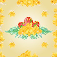 Seamless texture Easter eggs and daffodils vector