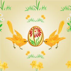Seamless texture birds and easter eggs vector