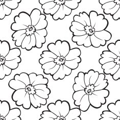 seamless pattern of black and white flowers