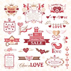Set of Valentines Day design elements