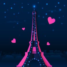 Cutout paper night vector Eiffel tower