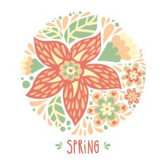 Pastel background with a circle of flowers