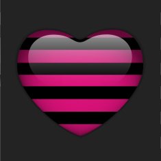 Glossy Emo Heart Pink and Black Stripes