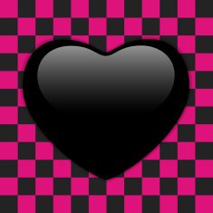 Valentines Day Glossy Emo Heart Pink and Black Checkers