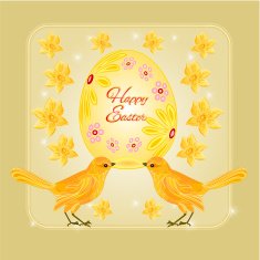 Gold birds and easter eggs vector