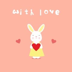 Love card rabbit with heart