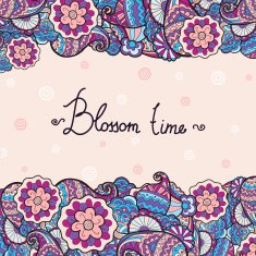 Floral cute vector invitation card with colorful plants and flowers N2