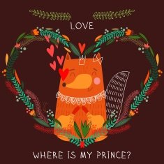 Where is my prince?- bright concept card in vector N2
