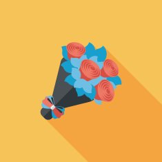 Valentine's Day flower flat icon with long shadow eps10 N24