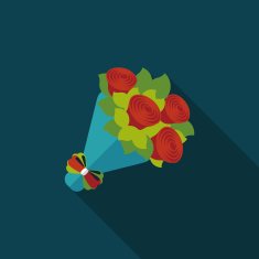 Valentine's Day flower flat icon with long shadow eps10 N25
