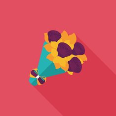 Valentine's Day flower flat icon with long shadow eps10 N26
