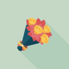 Valentine's Day flower flat icon with long shadow eps10 N27