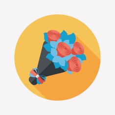 Valentine's Day flower flat icon with long shadow eps10 N28