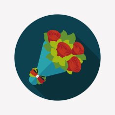 Valentine's Day flower flat icon with long shadow eps10 N29