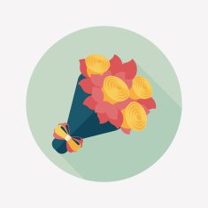 Valentine's Day flower flat icon with long shadow eps10 N31