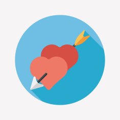 Valentine's Day love heart flat icon with long shadow eps10 N22