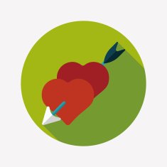 Valentine's Day love heart flat icon with long shadow eps10 N23