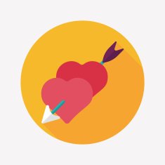 Valentine's Day love heart flat icon with long shadow eps10 N24