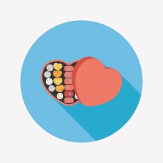 Valentine's Day chocolate flat icon with long shadow eps10 N15