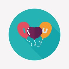 Valentine's Day ballons flat icon with long shadow eps10 N16