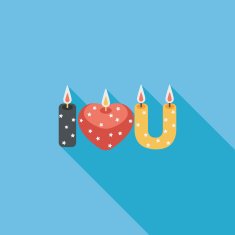 Valentine's Day candle flat icon with long shadow eps10 N19