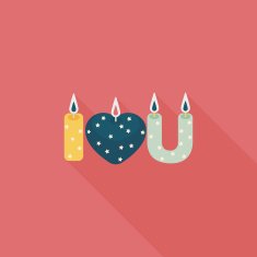Valentine's Day candle flat icon with long shadow eps10 N22
