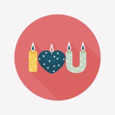 Valentine's Day candle flat icon with long shadow eps10 N26