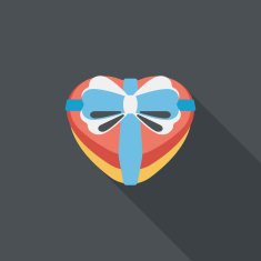Valentine's Day present flat icon with long shadow eps10 N39
