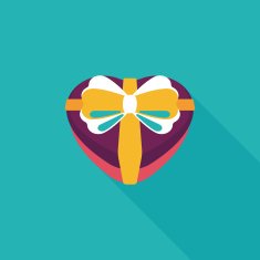 Valentine's Day present flat icon with long shadow eps10 N41