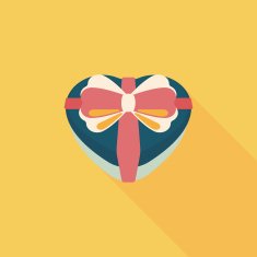 Valentine's Day present flat icon with long shadow eps10 N42