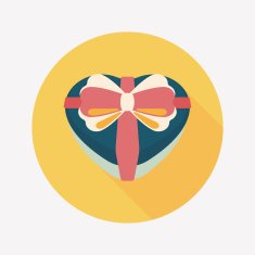 Valentine's Day present flat icon with long shadow eps10 N46