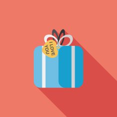 Valentine's Day present flat icon with long shadow eps10 N47