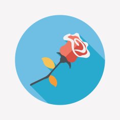 Valentine's Day flower flat icon with long shadow eps10 N36