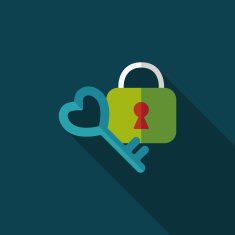 Valentine's Day lover lock flat icon with long shadow eps10 N10