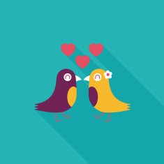 Valentine's Day lover bird flat icon with long shadow eps10 N35