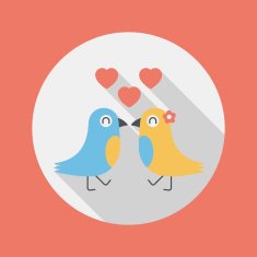 Valentine's Day lover bird flat icon with long shadow eps10 N38