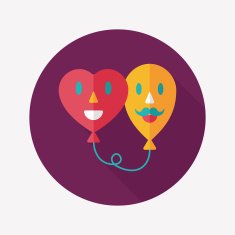 Valentine's Day ballons flat icon with long shadow eps10 N24