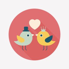 Valentine's Day lover bird flat icon with long shadow eps10 N48